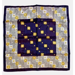VTG. Sally Gee Scarf‎ MCM Italian Hand Rolled Purple Yellow Geometric Retro